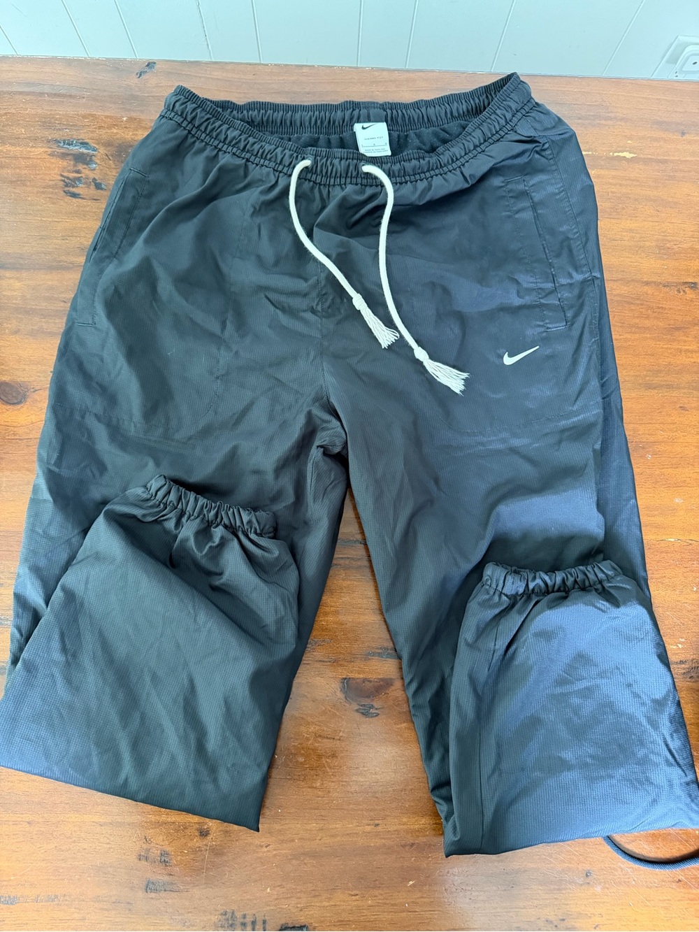 Nike Black Track Pants with White Drawstring